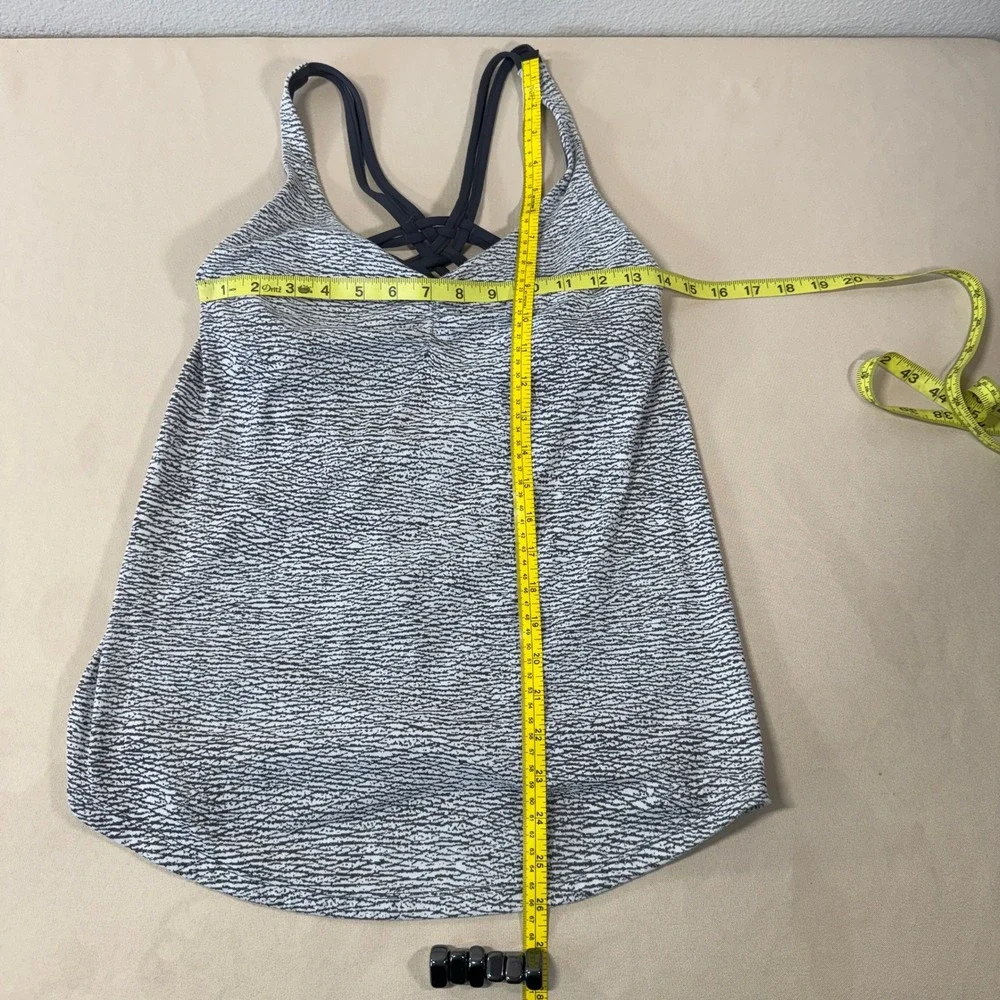 Lululemon Knot Your Typical Tank Black White Space Dye Strappy Back Size‎ 6 Gym